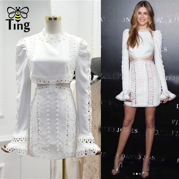 

arrivals autumn flare full sleeve designer mini dress fashion hollow cut out short bodycon casual design 210513, Black;gray