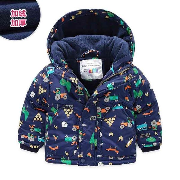 

boys coat cold winter 2-7 8 9 10 years wadded cotton padded thickening plus velet kids baby boys hooded cartoon car jacket 210701, Blue;gray