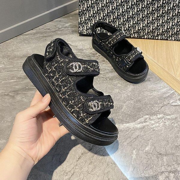 

sandals 2021 fashion women summer flat slides zapatos mujer casual roman designer shoes lady platform beach sandalias, Black
