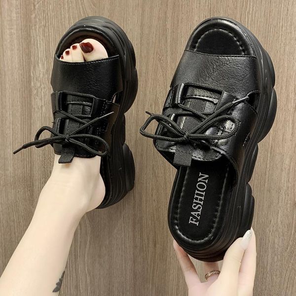 

slippers 2021 women's flip flops fashion platform women all-match comfortable female shoes open toe sandals zapatillas mujer, Black