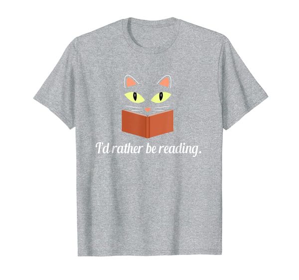 

cute kitty cat face i'd rather be reading t-shirt, White;black