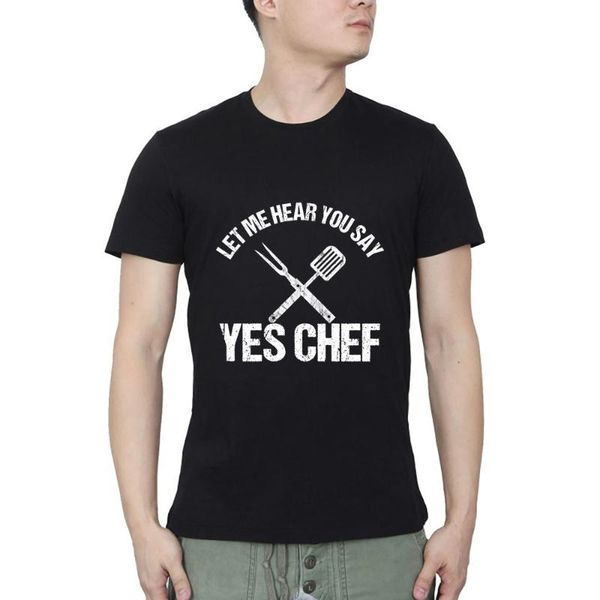 

men's t-shirts let me hear you say yes chef professional cook t-shirt streetwear o neck casual summer, White;black