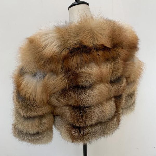 

style real natural fur jacket female winter warm leather coat vest, Black