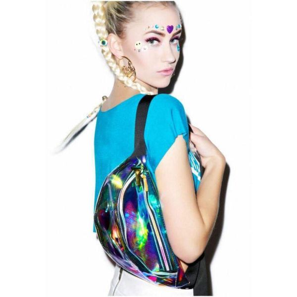 

women fanny pack pu laser purse should waist chest bag hip bum punk party sport bags sporttas /bl1