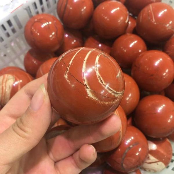 

natural red jasper sphere quartz crystal ball reiki healing mineral home decoration decorative objects & figurines