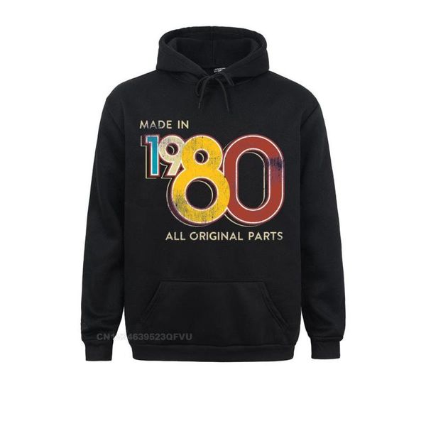

men's hoodies & sweatshirts made in 1980 40th birthday women father clothing vintage pure cotton retro unique men harajuku 3d shirt, Black