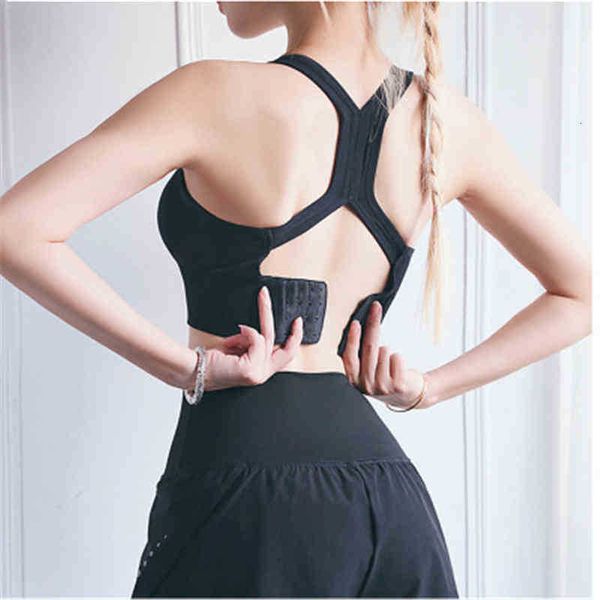 

women's t-shirt sports anti-sagging short female back buckle fitness skinny shockproof bra tshirt women gather yoga vest t-shirt fa fp, White