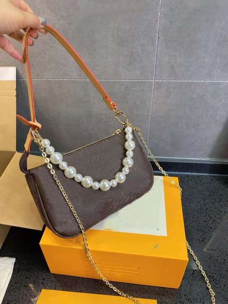 

female messenger vintage bag pearl chain women shoulder bags genuine leather handbag aslant presbyopic checkerboard purses handbags