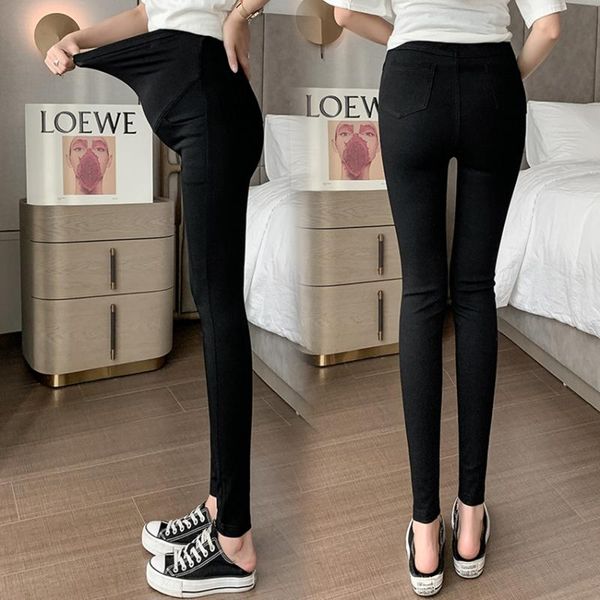 

maternity bottoms pregnant women's feet pants spring and autumn pencil belly lift leggings magic casual self-cultivation tide mom was, White