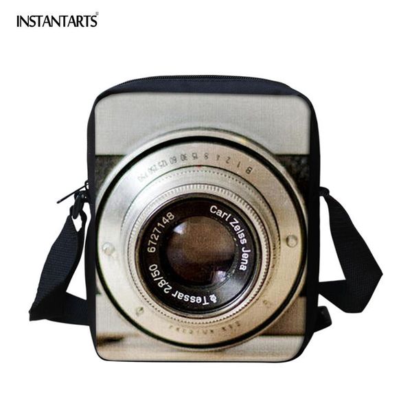 

shoulder bags instantarts fashion women's kids school white 3d camera printing schoolbag messenger bag children small bookbags mochilas