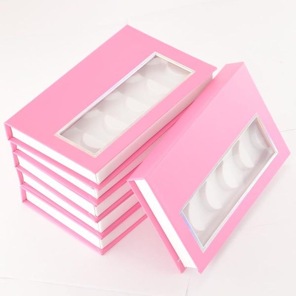 

false eyelashes 10pack wholesale 5pairs of 25mm mink eyelash boxes packaging box custom logo faux cils fake strip dark pink case vendor