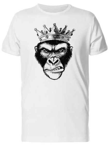 

evil monkey with crown sketch men's tee -image by shutterstock, White;black