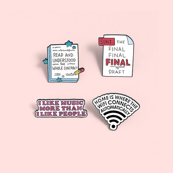

cute cartoon letter brooch pins 4pcs/set funny talk alloy enamel brooches for women fashion small gift badges bag denim shirt anti-glare pin, Gray