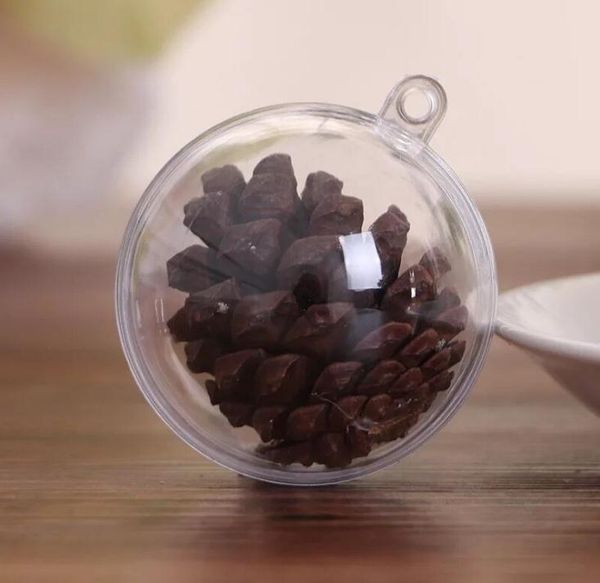 

factory outlet christmas decoration 80mm transparent clear plastic opening gift candy box fillable ball baubles decor we actr