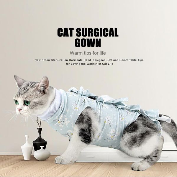 

cat costumes small dogs puppy coatÂ bule thread bandage female summer sterilization suit weaning suitÂ windproof thicken coat