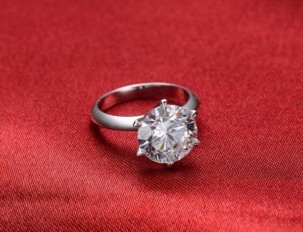 

cluster rings 6ct quality fantastic solid 14k white gold diamond carbon solitaire ring for women wedding classic jewelry, Golden;silver