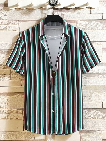 

romwe guys striped shirt without tee q4wa#, White;black