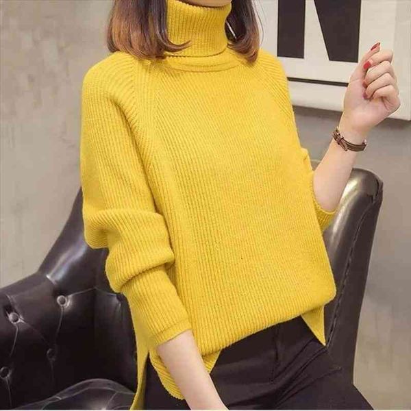 

autumn winter womens high-neck knitting sweater pullover female loose version set thick warm shirt long sleeves blue clothes, White;black