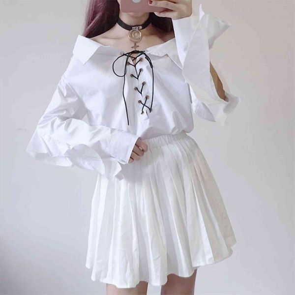 

summer white sweet girls lace women blouses up long sleeve casual female top