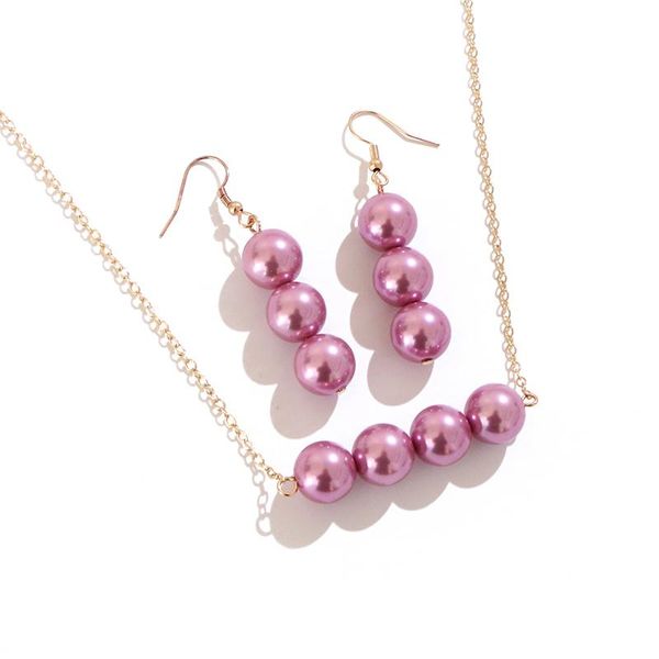 

earrings & necklace say polynesian hawaiian zealand micronesia island style colorful glass pearls pendant dangle jewelry set, Silver