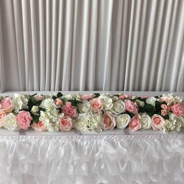 

2pcs/lot ( 1ml x25cm w/piece) lovely white pink flower stand , walkway stage frame,table runner wedding decoration decorative flowers & wrea