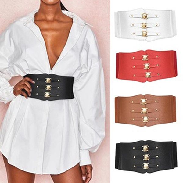 

belts corset wide pu leather slimming body for women elastic high waist strap stretch shaping girdle cinto sobretudo femme fajas, Black;brown