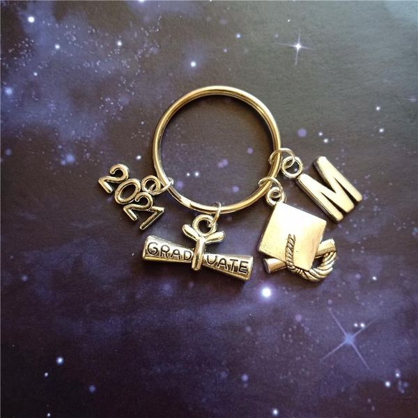 

keychains 2021 graduation keychain gift, initial keychain, gift for student, student diploma excellent, Silver