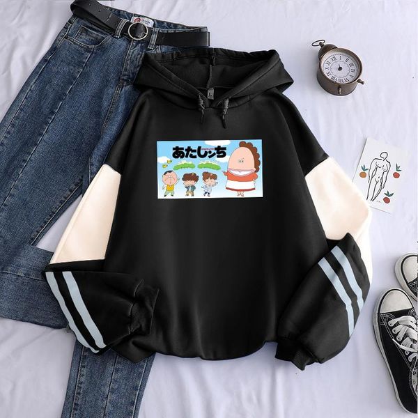 

men's hoodies & sweatshirts kawaii manga atashin' yuzuhiko hua shinai anime harajuku korean oversized long sleeve hooded, Black