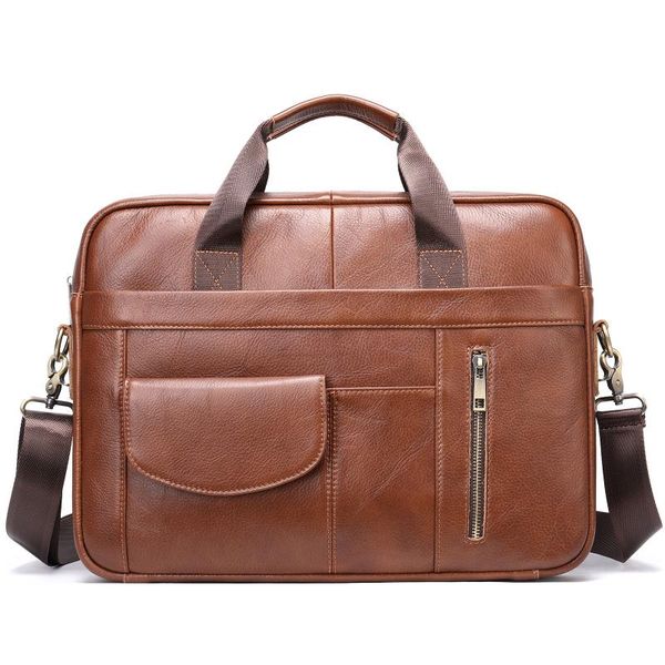 

briefcases 15" lapbriefcase file hand bags man real leather male vintage casual business a4 brand designer bag female