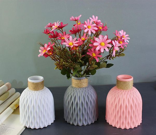 

vases can't hold water ,flower vase decoration home plastic imitation ceramic flower pot basket arrangement