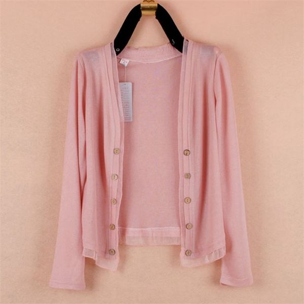 

plus size knitting cardigan women fashion loose long sleeve thin summer sun protection clothing ladies xl-5xl z401 211007, White;black
