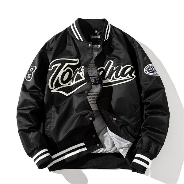 

hip hop baseball jacket men women embroidery letter streetwear fashion vintage windbreaker couples spring autumn 211214, Black;brown