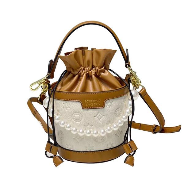 

factory direct sale 75% off cowhide fragrance pearl chain women's 2021 new embossed barrel commuter small square bags