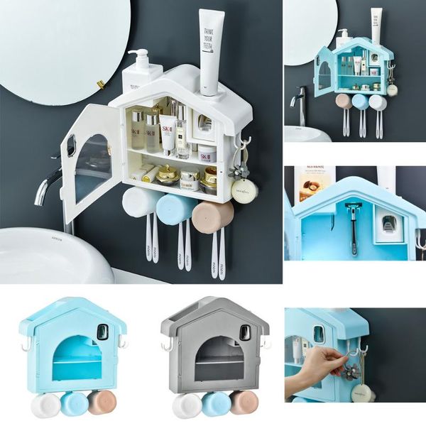 

toothbrush holders dust-proof holder waterproof toothpaste cosmetics storage bathroom accessories automatic home dispenser