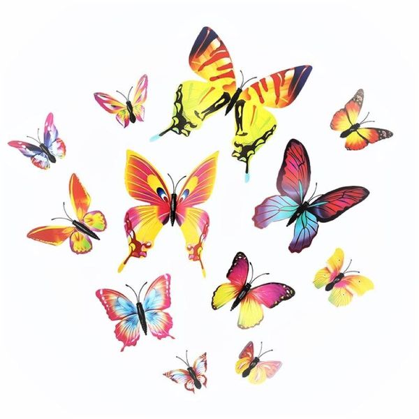 

wall stickers 12pcs diy 3d multicolor butterfly home decor for living room kid wedding magnet fridge