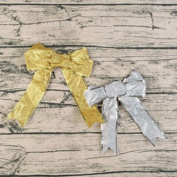 

party decoration big bows bowknot christmas tree gift present xmas shiny gold bowknots ornament