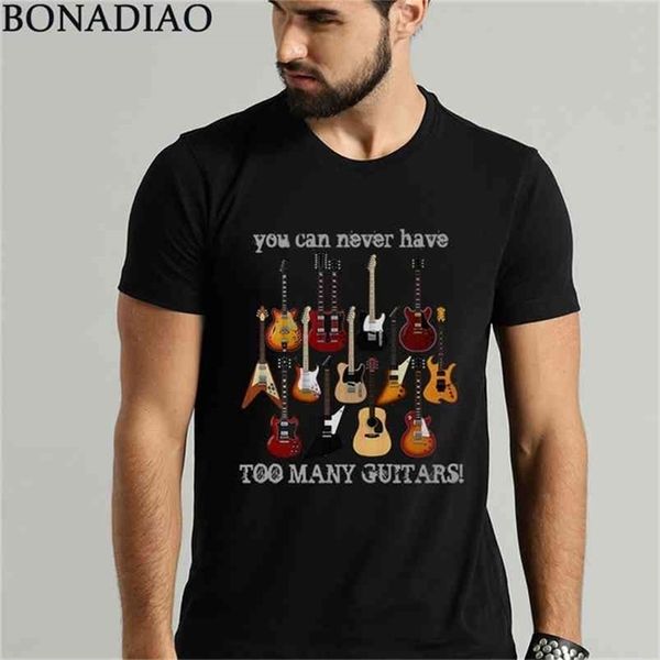 Moda Elektro Gitar Tee Gömlek Erkek Büyük Boy Müzik Tarzı T 210714