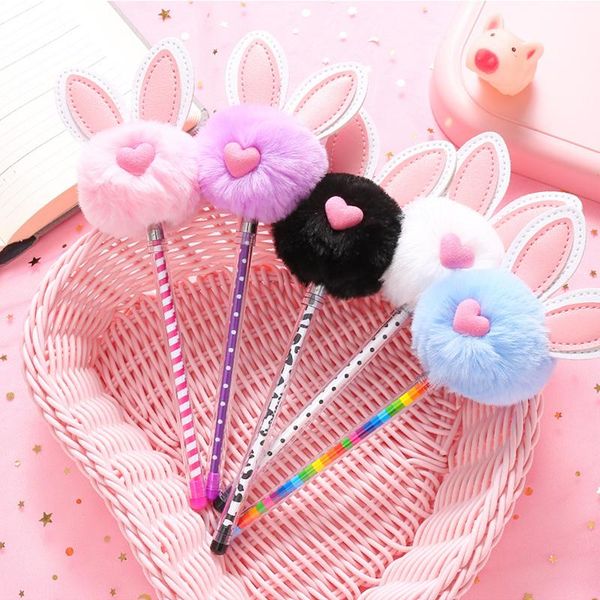 

gel pens lovely cute plush pen girl black signature ear student 0.5mm