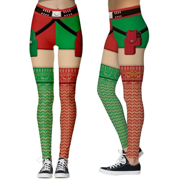 

women's leggings women christmas style print running stretch sports pants trousers plus size, Black