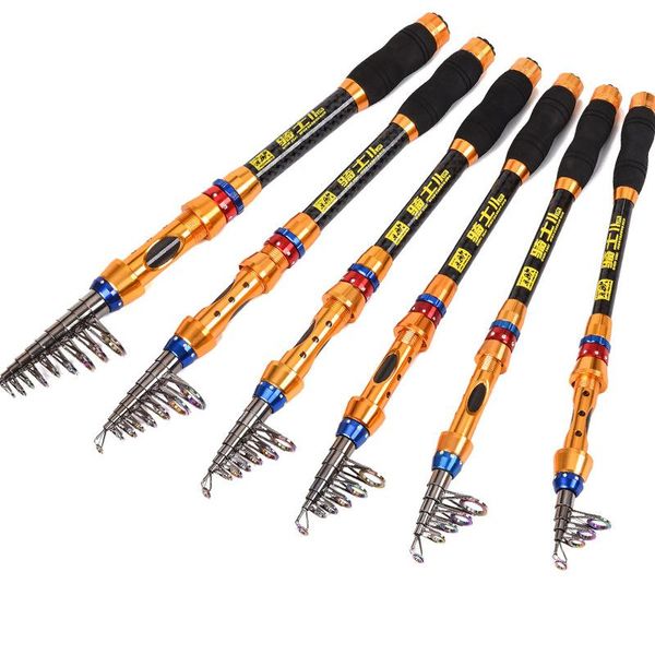 

high carbon fiber portable spinning fishing rods 1.8-3.6m gold tackle sea rod for pole boat