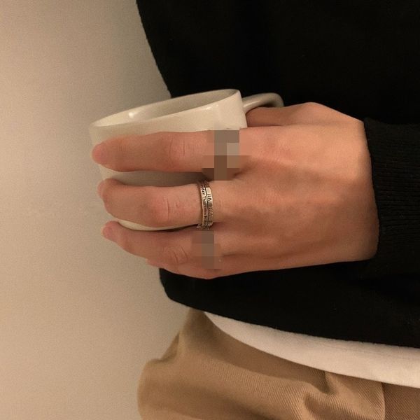 

unpt simple and versatile make old roman digital female hip hop fashion niche ringear fashion design open band rings index finger, Silver