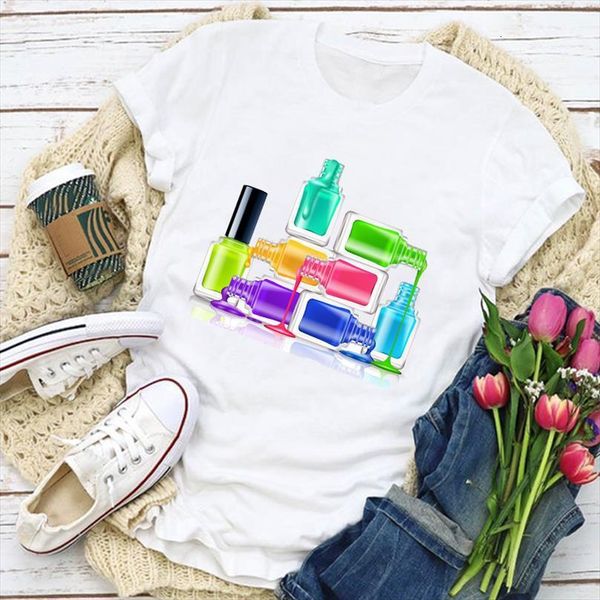 

and women graphic cartoon mens t shirts 3d color fashion fingernail print summer lady womens clothing clothes tee female, White;black