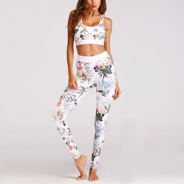 

yoga outfit digital printing sets 2 piece set women sleeveless tank & high waisted elastic pants 2021 fitness sport suit female a20