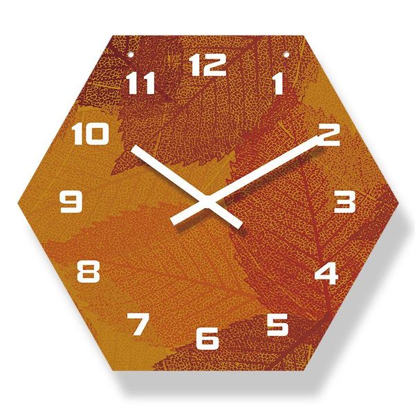 

wall clocks red fallen leaves hexagonal 14-inch lanyard clockwall decor home