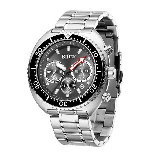 

wristwatches 2021 biden men watches full steel watch male military sport waterproof quartz clock relogio masculino, Slivery;brown