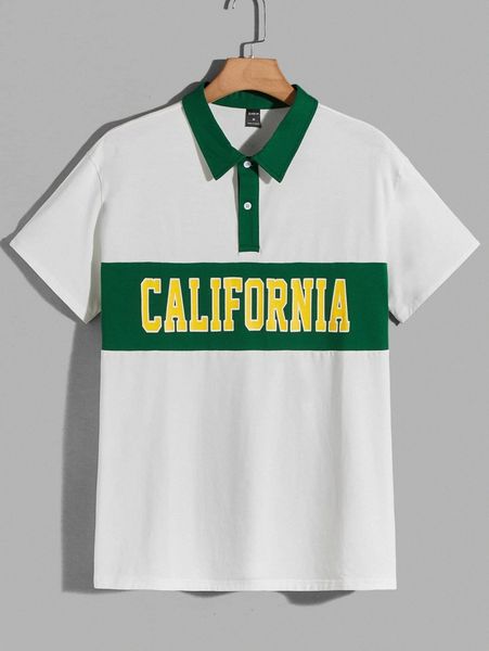 

men letter graphic polo shirt f5cl#, White;black