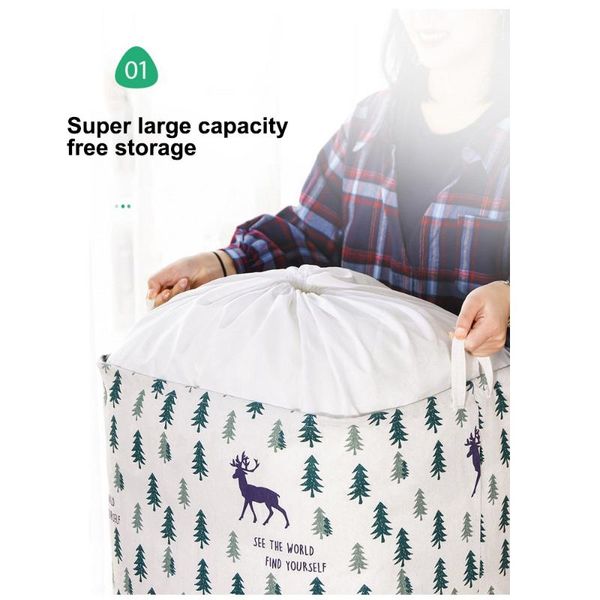 

portable waterproof foldable storage box large clothes bag two reinforced handles for easy lifting or moving drawers