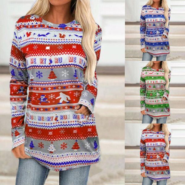 

women's sweaters winter long sleeve oversized t shirt casaul women 2021 christmas sweatshirt santa snowman print top, White;black