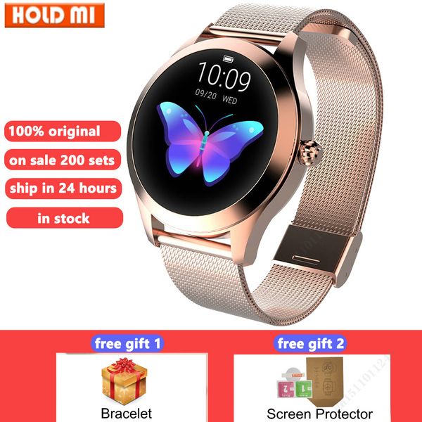 

kw10 smart watch women ip68 waterproof heart rate monitoring bluetooth-compatible for android ios fitness bracelet smartwatchg, Slivery;brown