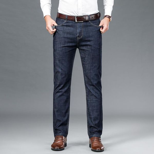 

men's jeans summer casual loose men 's denim ice silk long pants thin, Blue